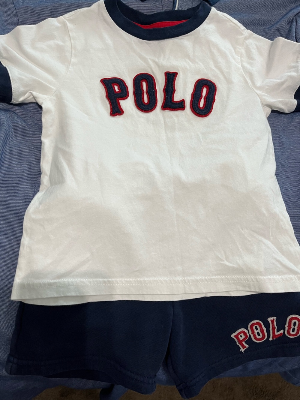 Polo by Ralph Lauren White Tee with Navy & Red Appliqué Logo